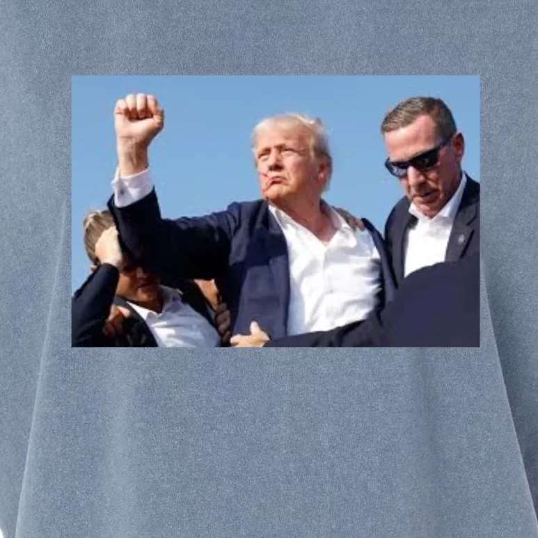 Trump Fist Bump Front And Back American Flag Design Front & Back Garment-Dyed Women's Muscle Tee