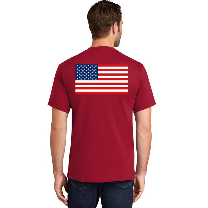 Trump Fist Bump Front And Back American Flag Design Front & Back Tall T-Shirt