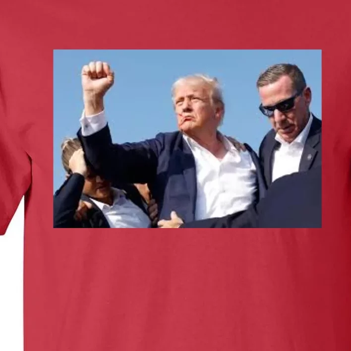 Trump Fist Bump Front And Back American Flag Design Front & Back Tall T-Shirt