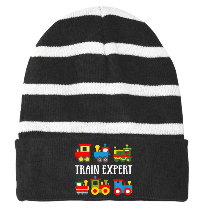 Trains Funny Boy Train Expert Striped Beanie with Solid Band