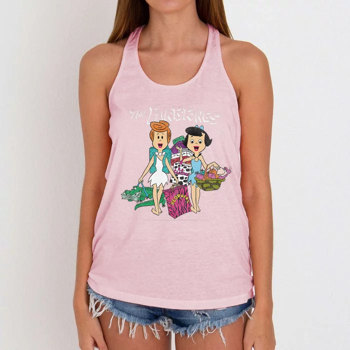 The Flintstones Betty Rubble & Wilma Flintstone Shopping Women's Knotted Racerback Tank