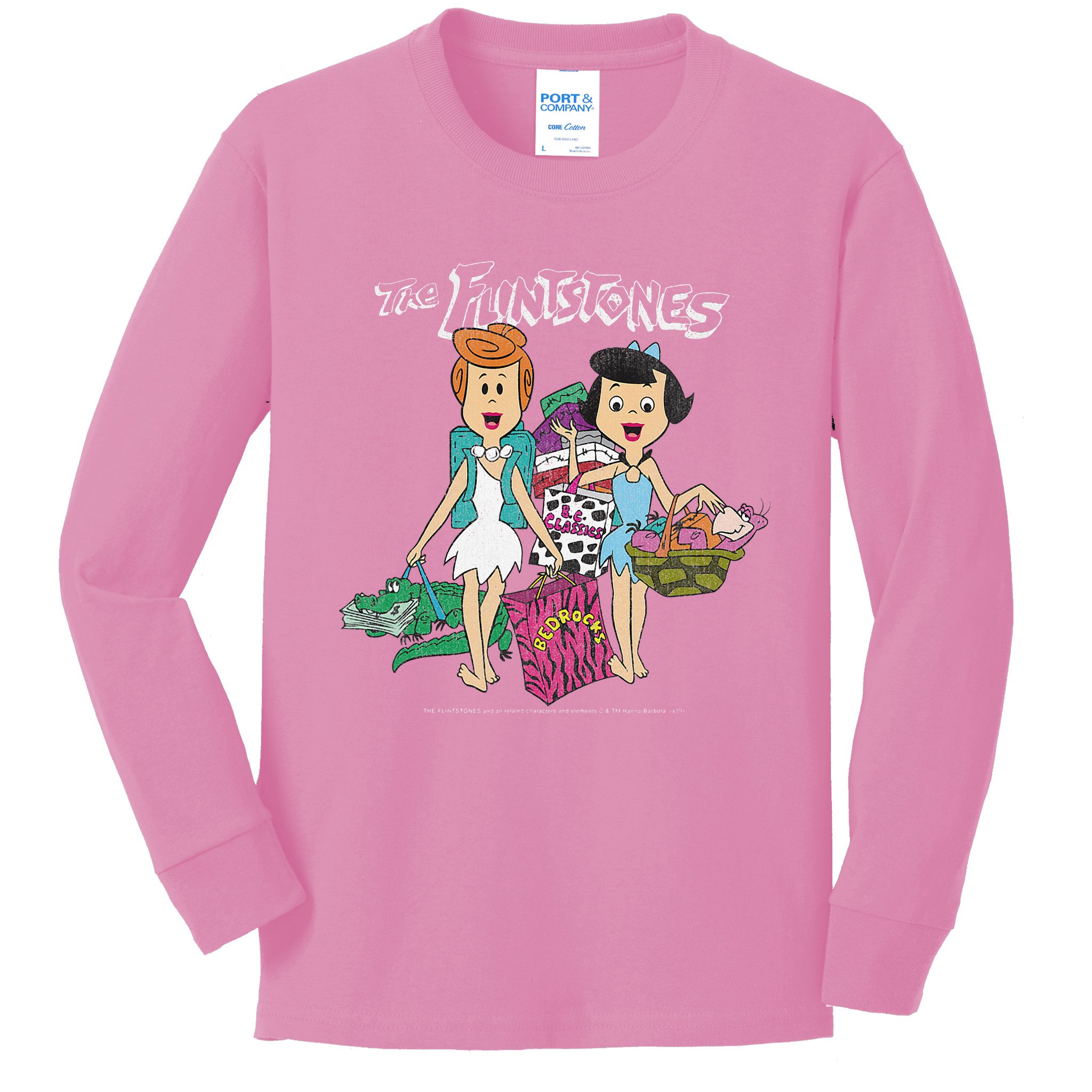 The Flintstones Betty Rubble & Wilma Flintstone Shopping Kids Long Sleeve  Shirt | TeeShirtPalace