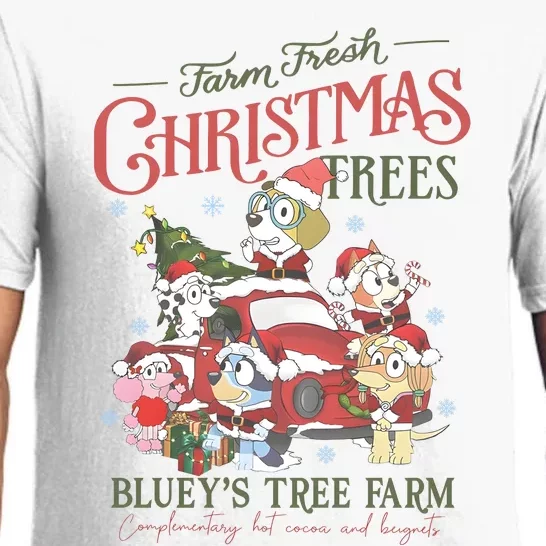 Tree Farm Blue Dog And Friends Christmas Pajama Set