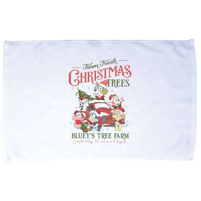 Tree Farm Blue Dog And Friends Christmas Microfiber Hand Towel