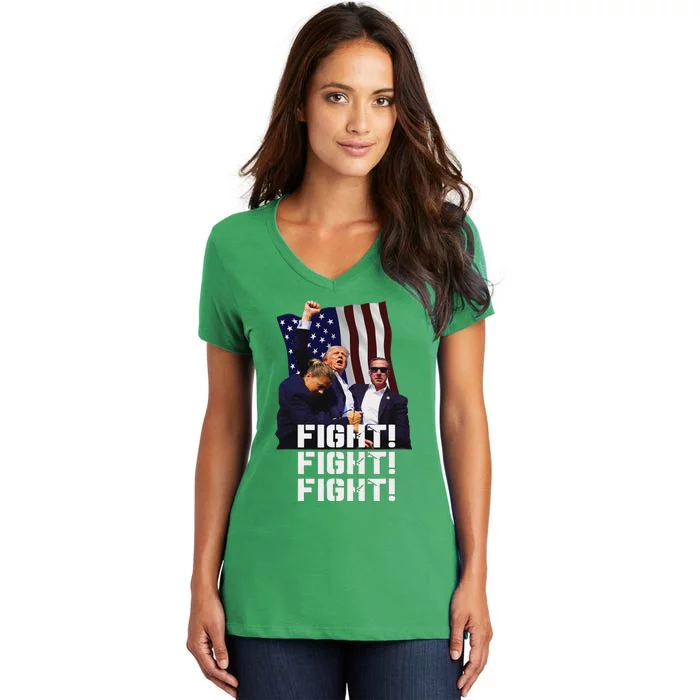 Trump Fight Bold Fighting Design Women's V-Neck T-Shirt