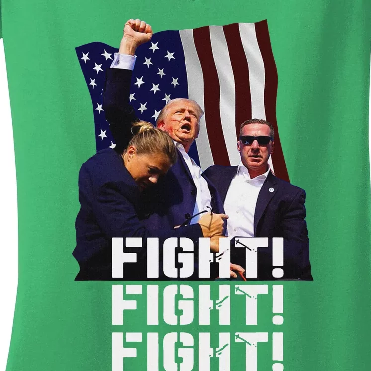 Trump Fight Bold Fighting Design Women's V-Neck T-Shirt