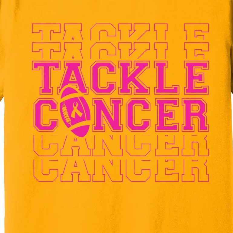 Tackle Football Breast Cancer Awareness with Pink Ribbon Premium T-Shirt