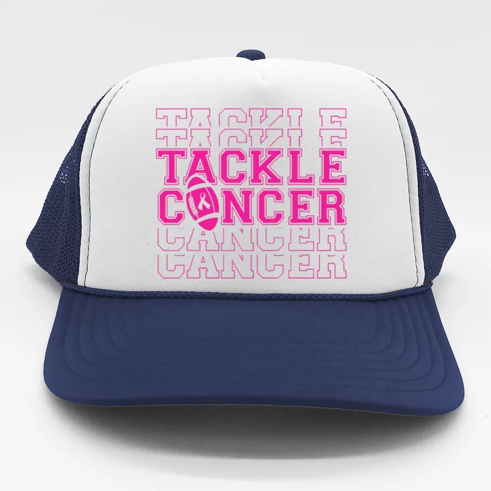 Tackle Football Breast Cancer Awareness with Pink Ribbon Trucker Hat