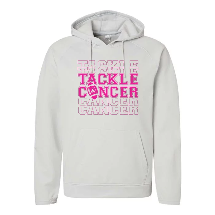 Tackle Football Breast Cancer Awareness with Pink Ribbon Performance Fleece Hoodie