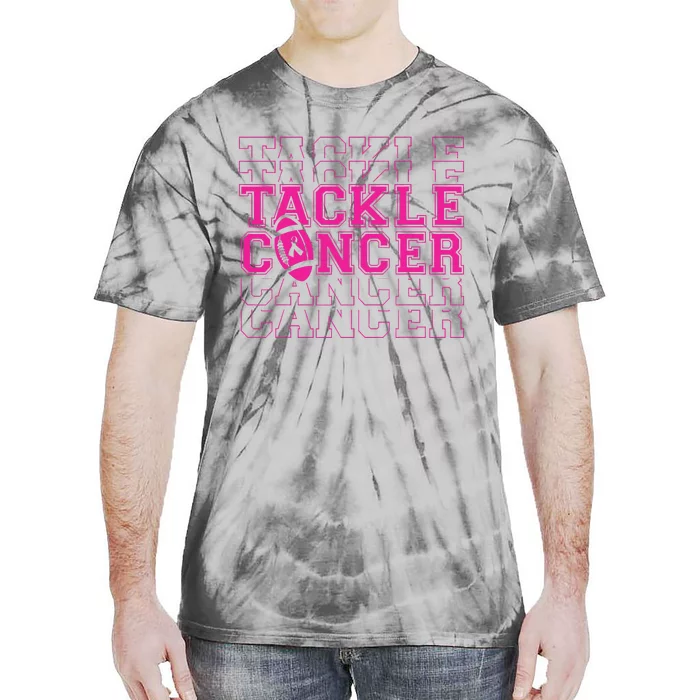 Tackle Football Breast Cancer Awareness with Pink Ribbon Tie-Dye T-Shirt