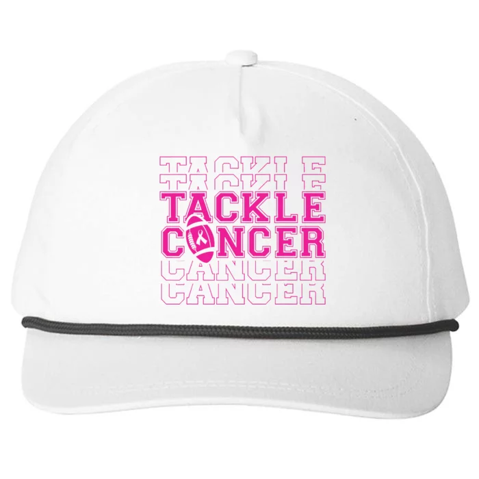 Tackle Football Breast Cancer Awareness with Pink Ribbon Snapback Five-Panel Rope Hat