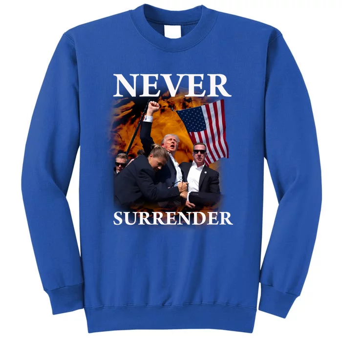 Trump Fist Bump In Air Never Surrender 2024 Sweatshirt