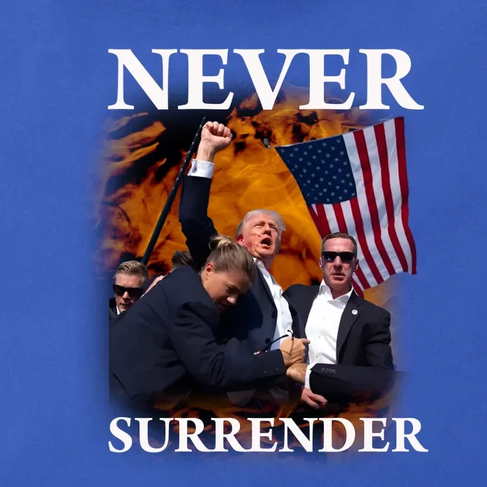 Trump Fist Bump In Air Never Surrender 2024 Zip Tote Bag