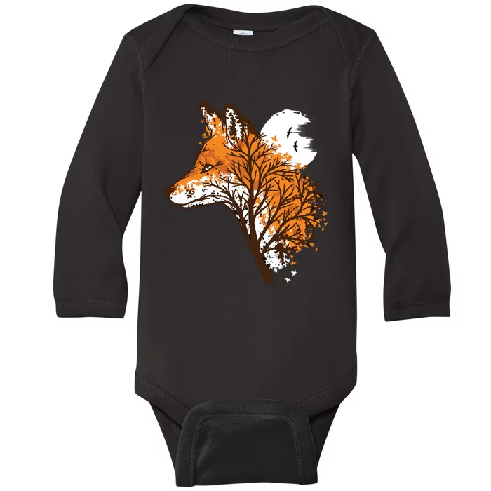 Tree Fox Beautiful Animal Baby Long Sleeve Bodysuit