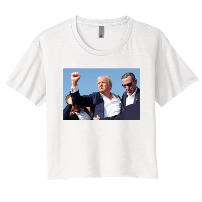 Trump Fist Bump Shot At Women's Crop Top Tee