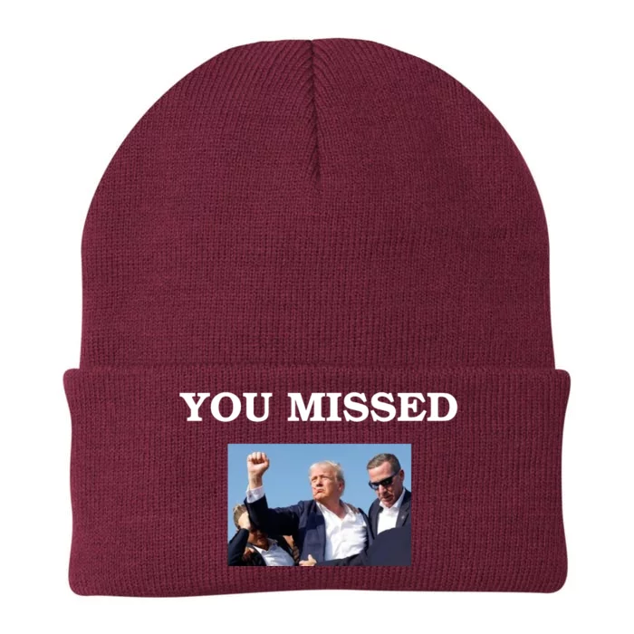 Trump Fist Bump Shot At You Missed Knit Cap Winter Beanie