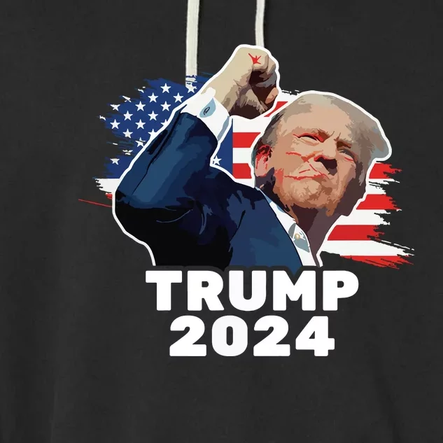 Trump Fist Bump 2024 President Red Garment-Dyed Fleece Hoodie