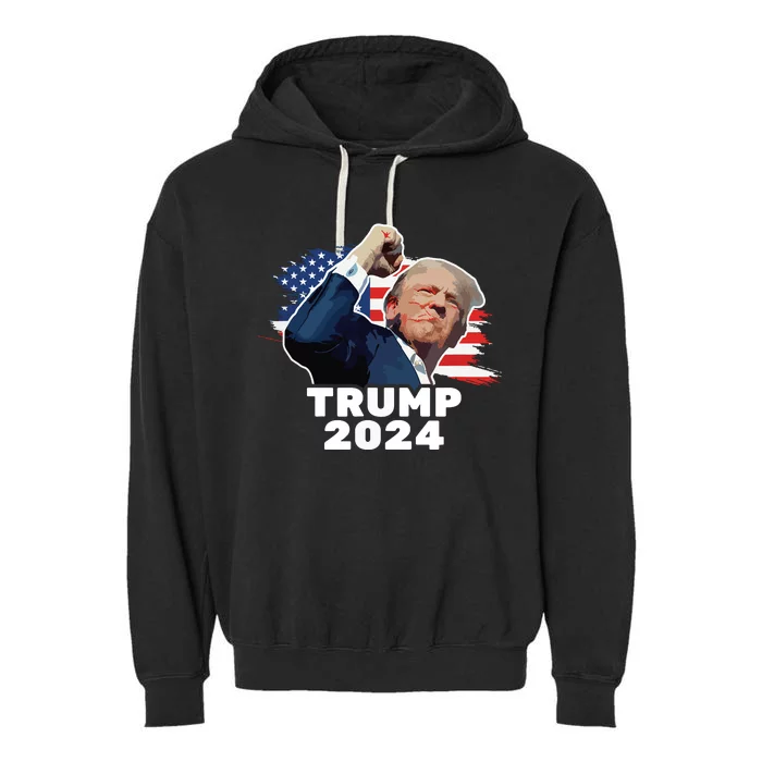 Trump Fist Bump 2024 President Red Garment-Dyed Fleece Hoodie