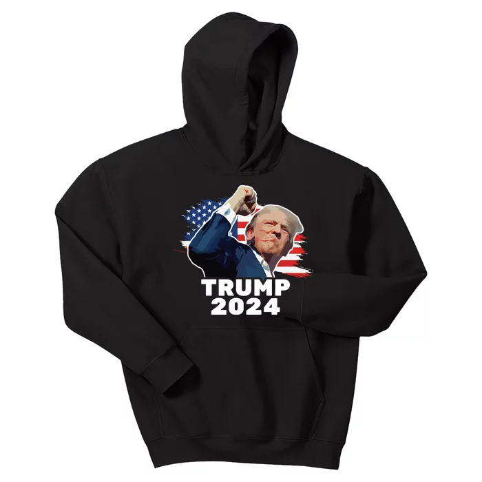 Trump Fist Bump 2024 President Red Kids Hoodie