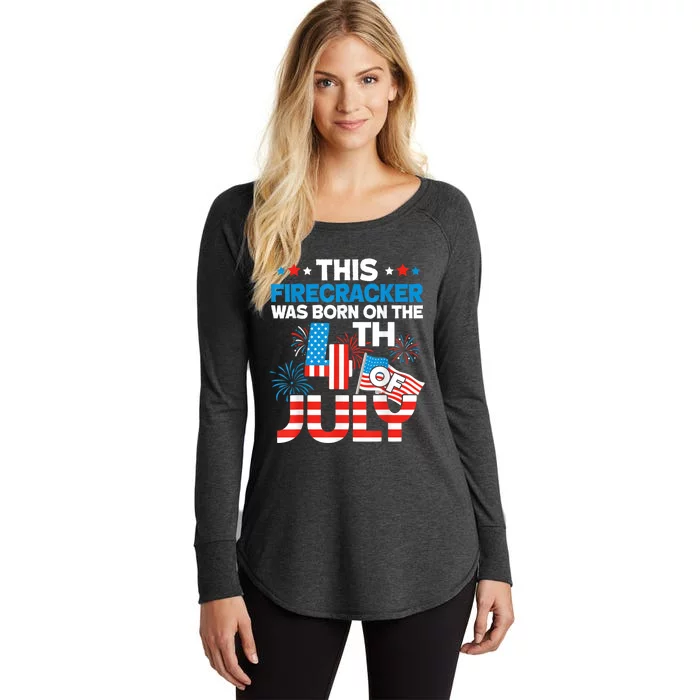 This Firecracker Born On 4th Of July Patriotic Birthday Women's Perfect Tri Tunic Long Sleeve Shirt