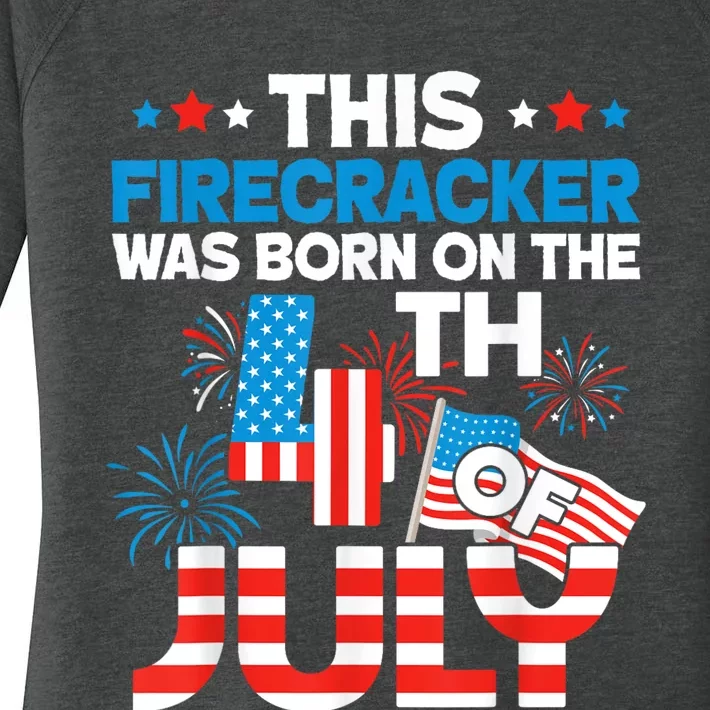 This Firecracker Born On 4th Of July Patriotic Birthday Women's Perfect Tri Tunic Long Sleeve Shirt