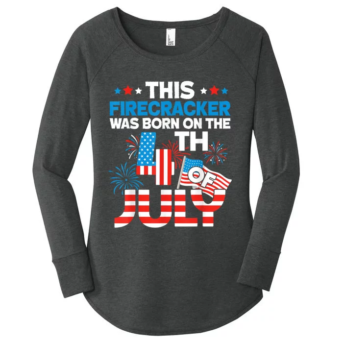 This Firecracker Born On 4th Of July Patriotic Birthday Women's Perfect Tri Tunic Long Sleeve Shirt