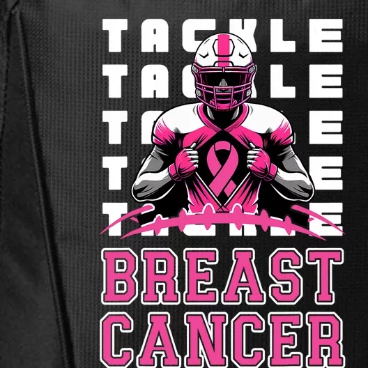 Tackle Football Breast Cancer Awareness Ribbon City Backpack