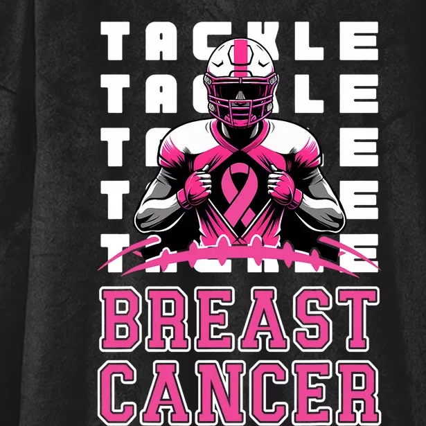 Tackle Football Breast Cancer Awareness Ribbon Hooded Wearable Blanket