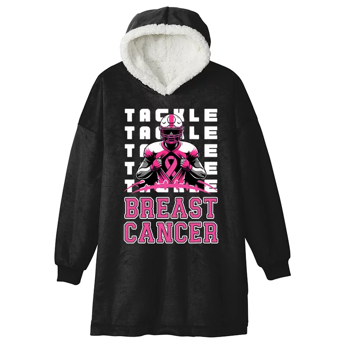 Tackle Football Breast Cancer Awareness Ribbon Hooded Wearable Blanket