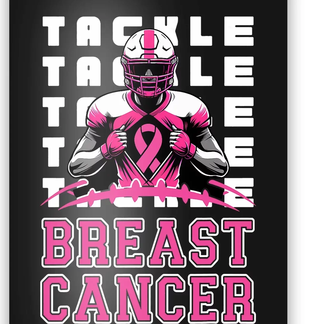 Tackle Football Breast Cancer Awareness Ribbon Poster