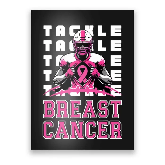 Tackle Football Breast Cancer Awareness Ribbon Poster