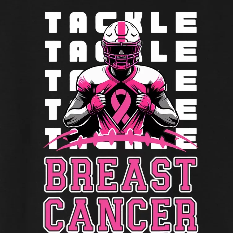 Tackle Football Breast Cancer Awareness Ribbon Women's Crop Top Tee