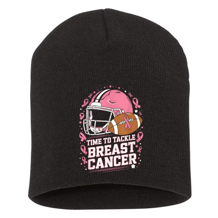 Tackle Football Breast Cancer Awarenesscc Short Acrylic Beanie