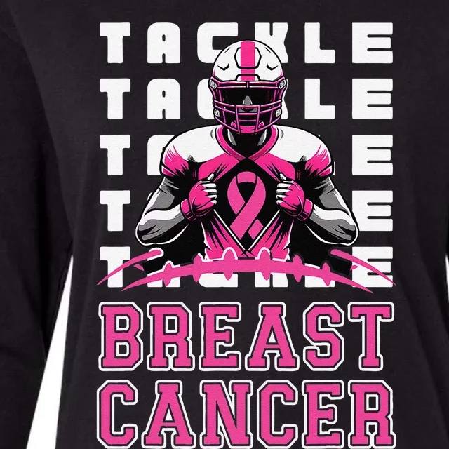 Tackle Football Breast Cancer Awareness Pin.K Ribbon Womens Cotton Relaxed Long Sleeve T-Shirt