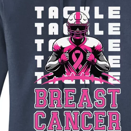 Tackle Football Breast Cancer Awareness Pin.K Ribbon Women's Pullover Hoodie