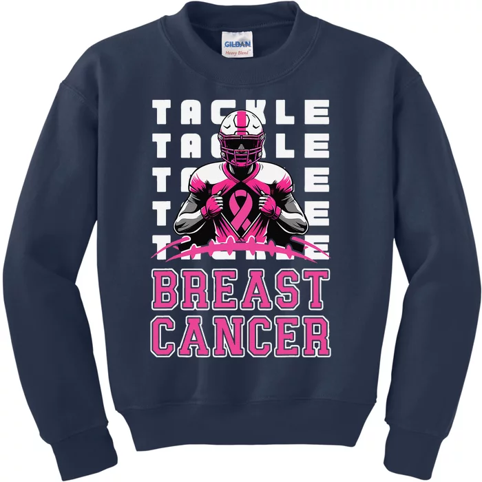 Tackle Football Breast Cancer Awareness Pin.K Ribbon Kids Sweatshirt