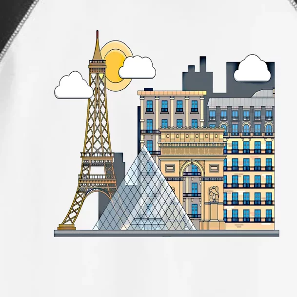 The Famous Buildings Of Paris Gift The Eiffel Tower Gift Louvre Great Gift Toddler Fine Jersey T-Shirt