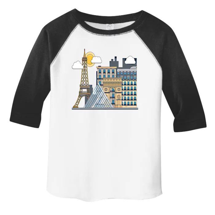 The Famous Buildings Of Paris Gift The Eiffel Tower Gift Louvre Great Gift Toddler Fine Jersey T-Shirt