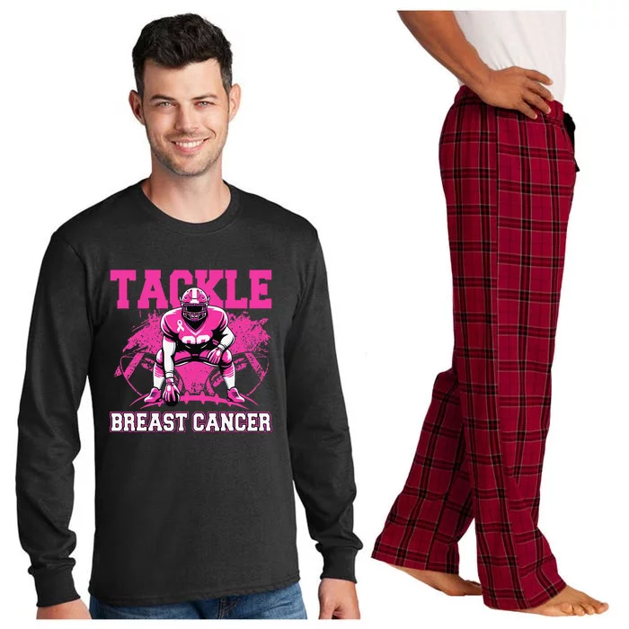 Tackle Football Breast Cancer Awareness Pin.K Ribbon Women Long Sleeve Pajama Set