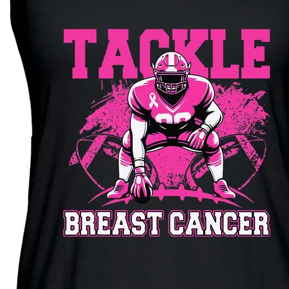 Tackle Football Breast Cancer Awareness Pin.K Ribbon Women Ladies Essential Flowy Tank