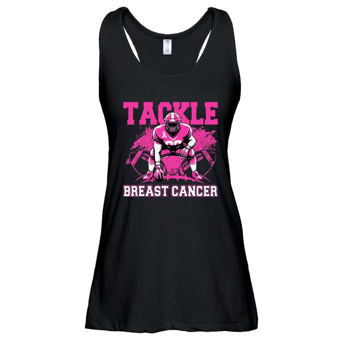 Tackle Football Breast Cancer Awareness Pin.K Ribbon Women Ladies Essential Flowy Tank