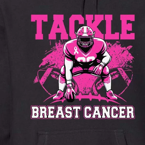 Tackle Football Breast Cancer Awareness Pin.K Ribbon Women Premium Hoodie