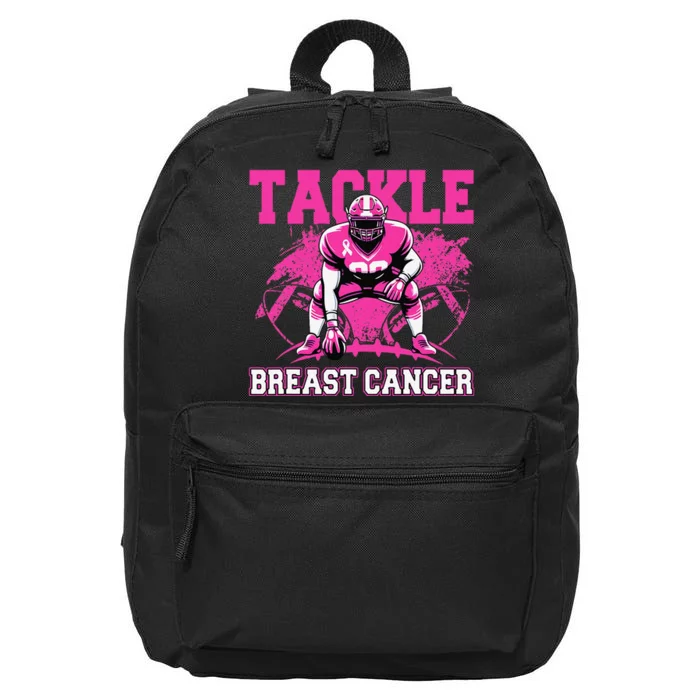 Tackle Football Breast Cancer Awareness Pin.K Ribbon Women 16 in Basic Backpack