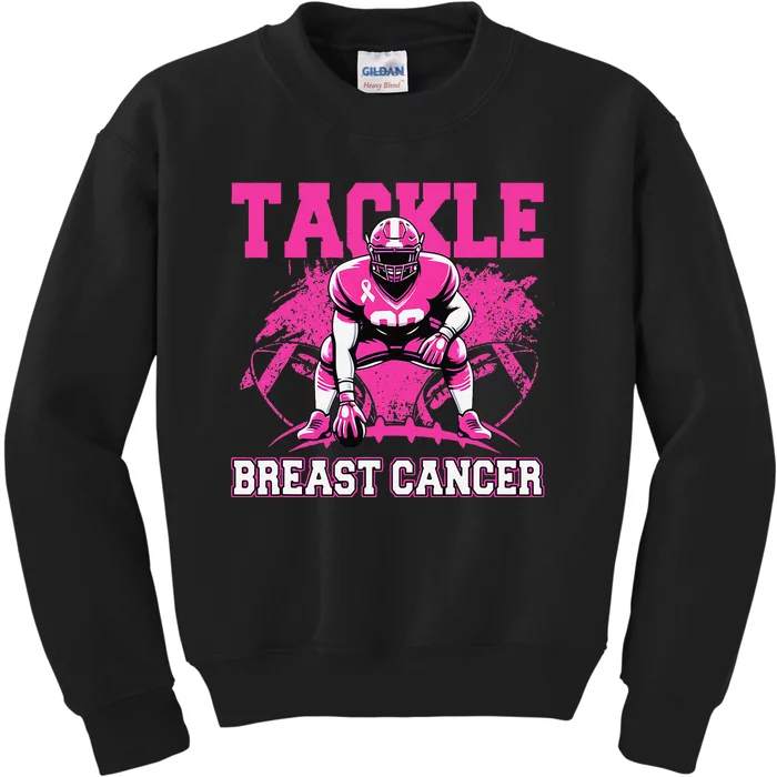 Tackle Football Breast Cancer Awareness Pin.K Ribbon Women Kids Sweatshirt