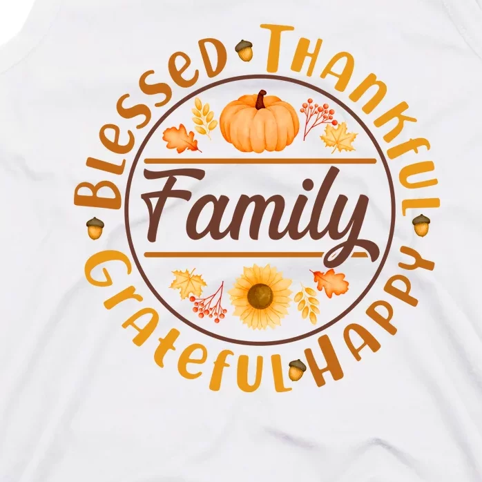 Thanksgiving Family Blessed Thankful Grateful Happy Emblem Tank Top