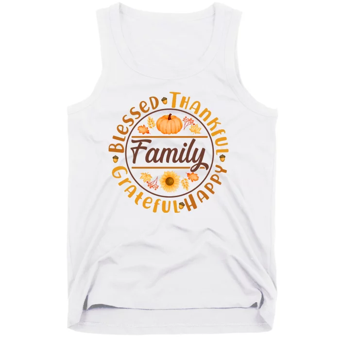 Thanksgiving Family Blessed Thankful Grateful Happy Emblem Tank Top