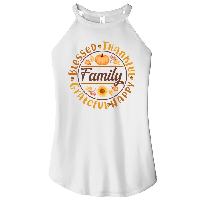 Thanksgiving Family Blessed Thankful Grateful Happy Emblem Women’s Perfect Tri Rocker Tank