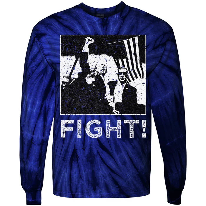 Trump Fist Bump Flight Rally Assault Tie-Dye Long Sleeve Shirt