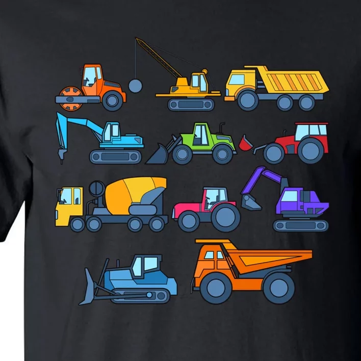 Tractor Fan Boy Kids Construction Excavator Excavation Truck Gift Tall T-Shirt