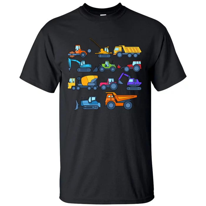 Tractor Fan Boy Kids Construction Excavator Excavation Truck Gift Tall T-Shirt